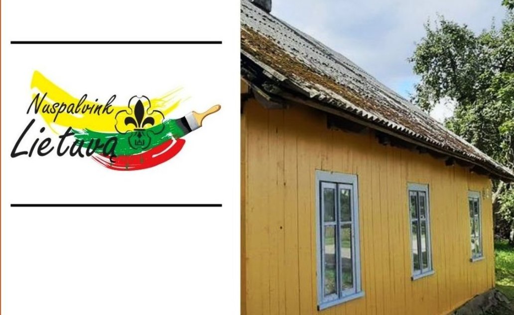 „Nuspalvink Lietuvą!” savanoriai nudažė namą Gudelių seniūnijoje