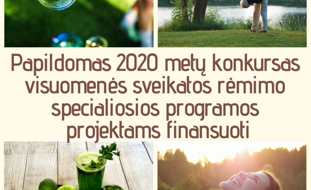Papildomas konkursas Visuomenės sveikatos rėmimo specialiosios programos projektams finansuoti