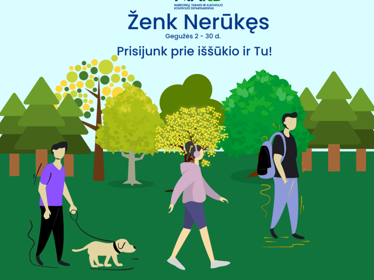 Pavasarinis NTAKD žingsnių iššūkis „Ženk nerūkęs“: o kiek per mėnesį nueitum tu?