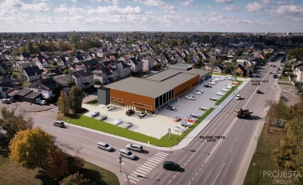 Informacija dėl viešojo prekybos paskirties pastato Marijampolėje, Gedimino g. 76, projektinių...