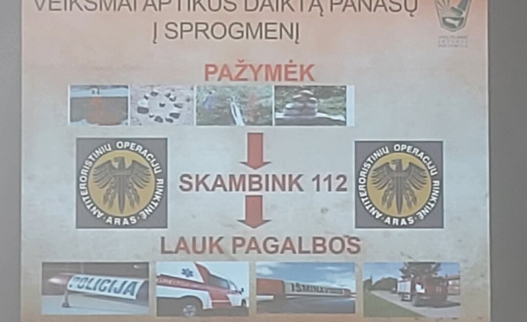 Civilinės saugos švietimo renginys Marijampolės mokiniams apie sprogmenis