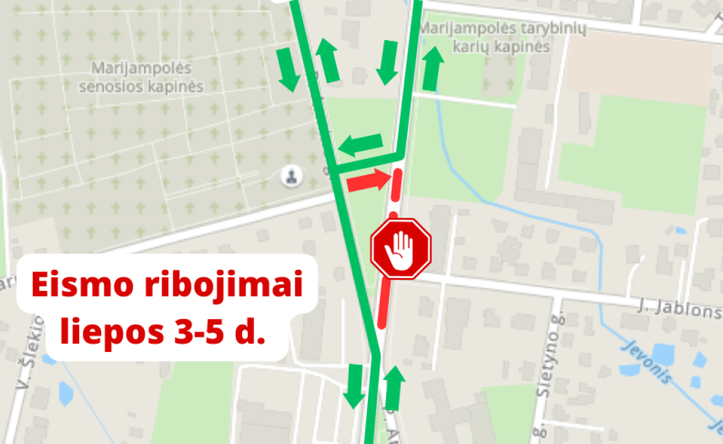 Eismo ribojimai Vytauto-P. Armino g. sankryžoje!