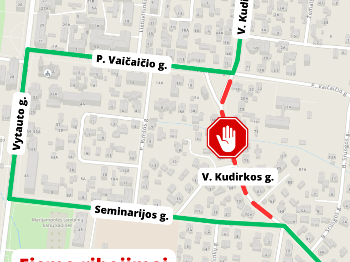 Eismo ribojimai V. Kudirkos gatvėje