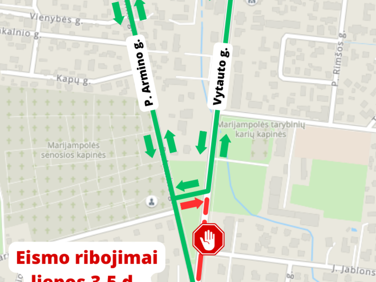 Eismo ribojimai Vytauto-P. Armino g. sankryžoje!