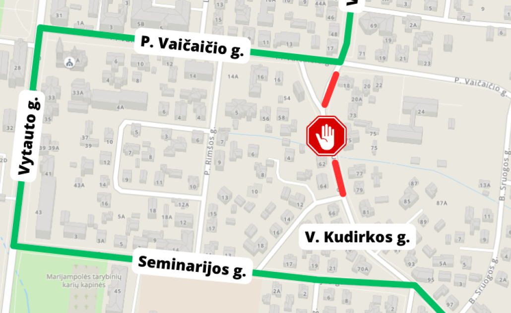 ATNAUJINTA. Eismo ribojimai V. Kudirkos gatvėje