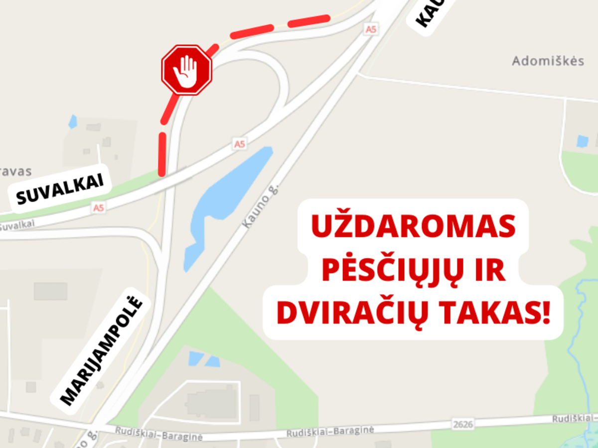 Uždaromas pėsčiųjų ir dviračių takas Pietarių k. 