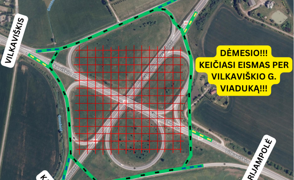 Vilkaviškio g. viaduko eismas vyks žiedo principu