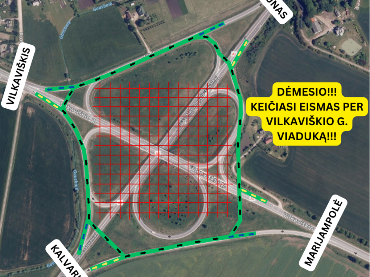Vilkaviškio g. viaduko eismas vyks žiedo principu