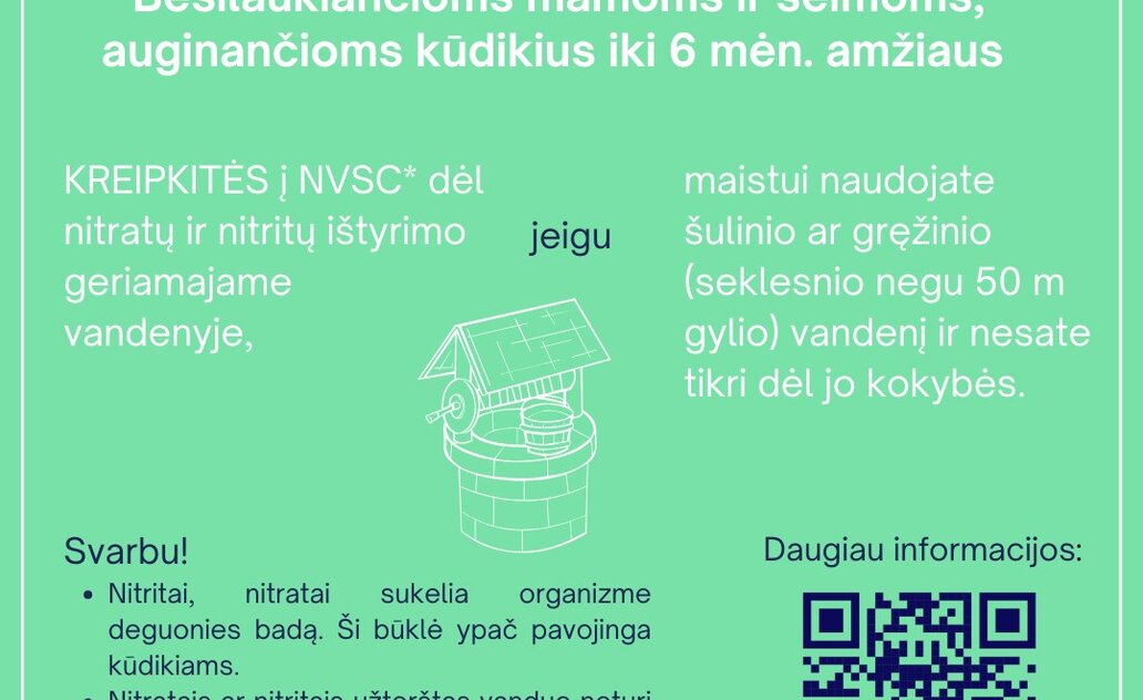 Dėl nitratų ir nitritų tyrimų geriamajame vandenyje
