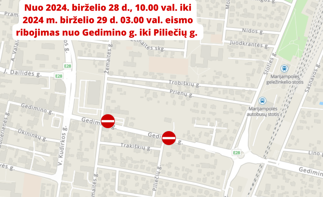 Eismo pakeitimai nuo Gedimino g. iki Piliečių g.