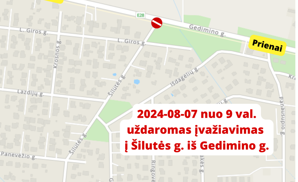 Dėmesio: uždaromas įvažiavimas į Šilutės gatvę