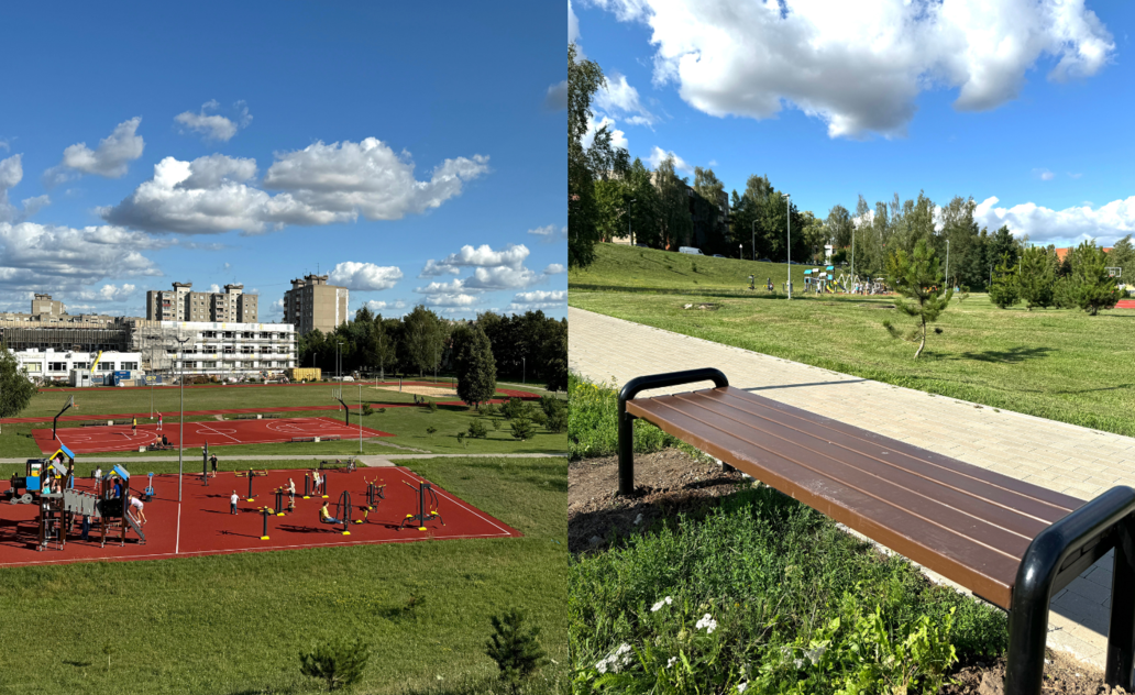 „Šaltinio“ progimnazijos stadiono prieigose – nauji suoleliai