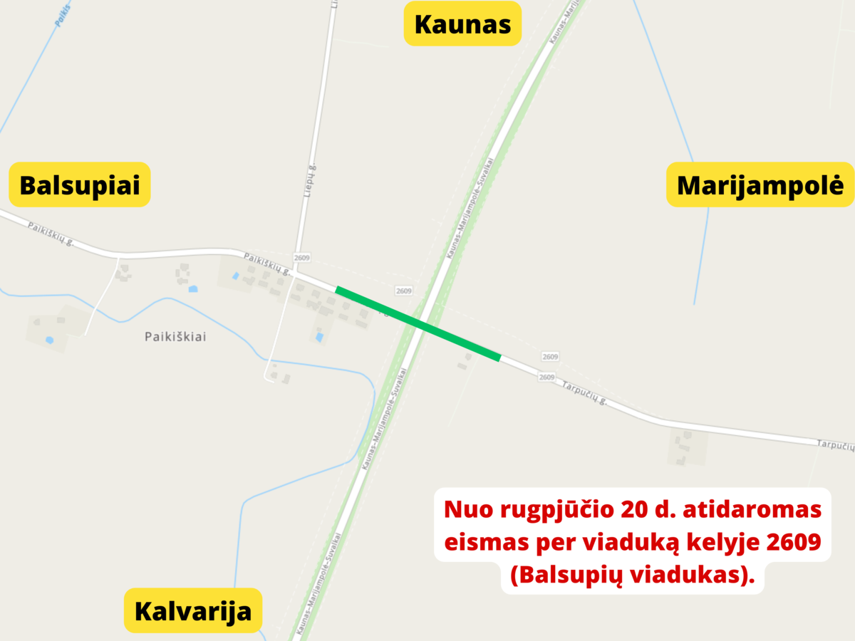 Dėmesio „Via Lietuva“ informuoja apie eismo pasikeitimus