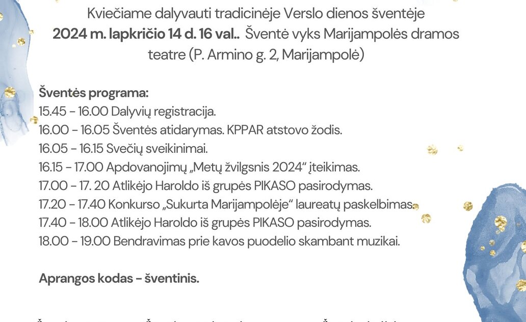 Šventinis verslo dienos vakaras Marijampolėje 2024