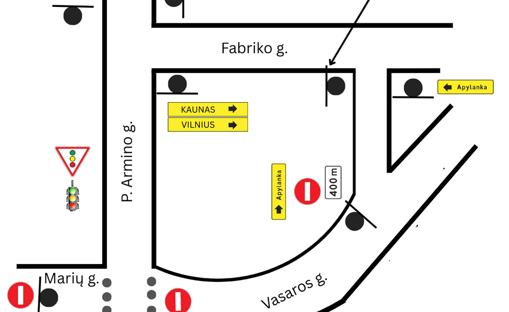 Eismo pakeitimai P. Armino – Vasaros – Marių g. sankryžoje nuo kovo 26 d.