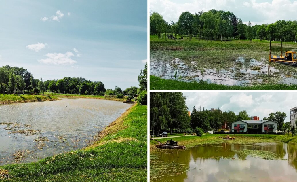 Prasidėjo vandens telkinių tvarkymo darbai Santarvės ir Pašešupio parkuose