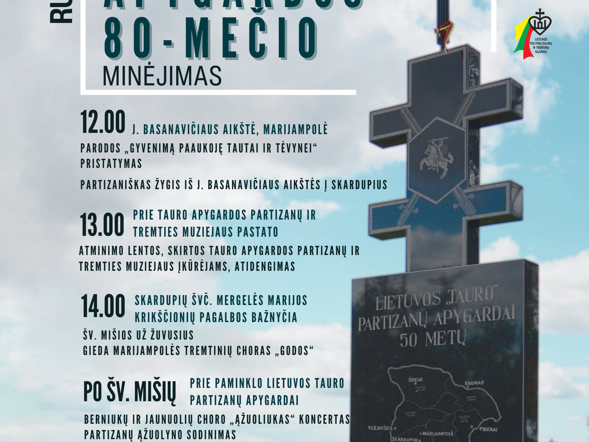 Kviečiame į Tauro partizanų apygardos 80-mečio minėjimą