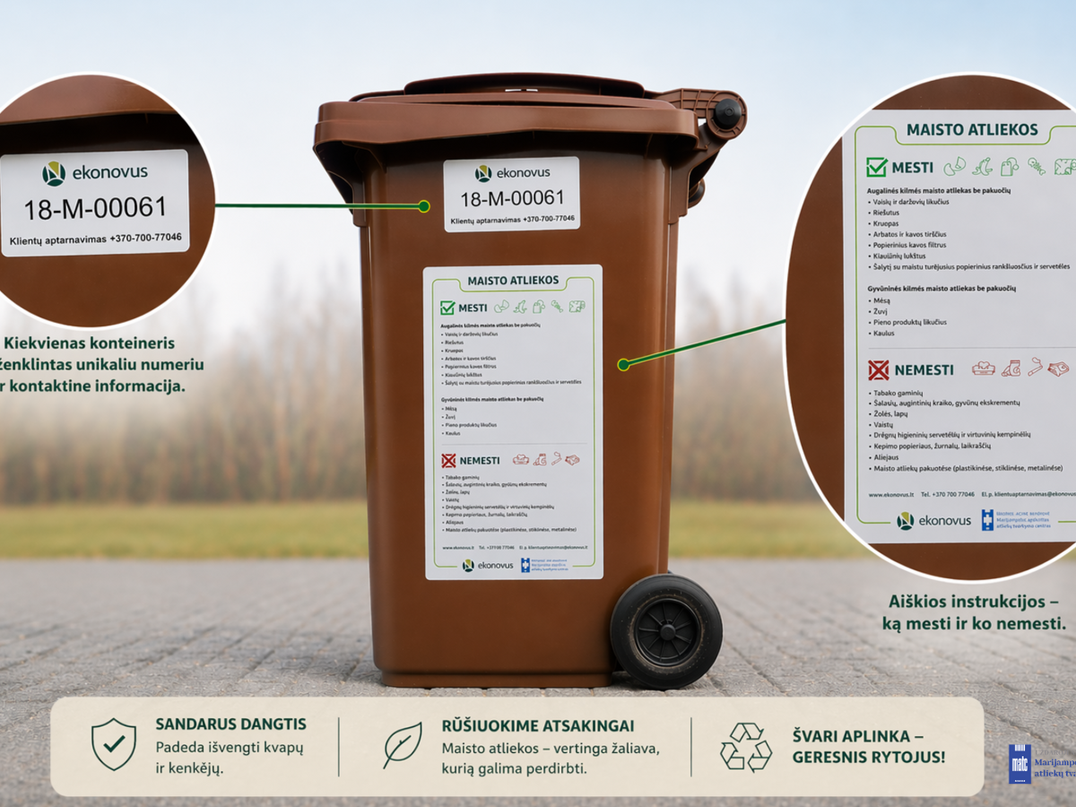 Marijampolėje gyventojams bus pradėti dalinti maisto ir virtuvės atliekų konteineriai