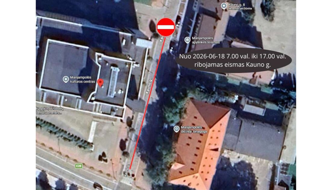 Birželio 18 d. bus ribojamas eismas Kauno gatvės atkarpoje