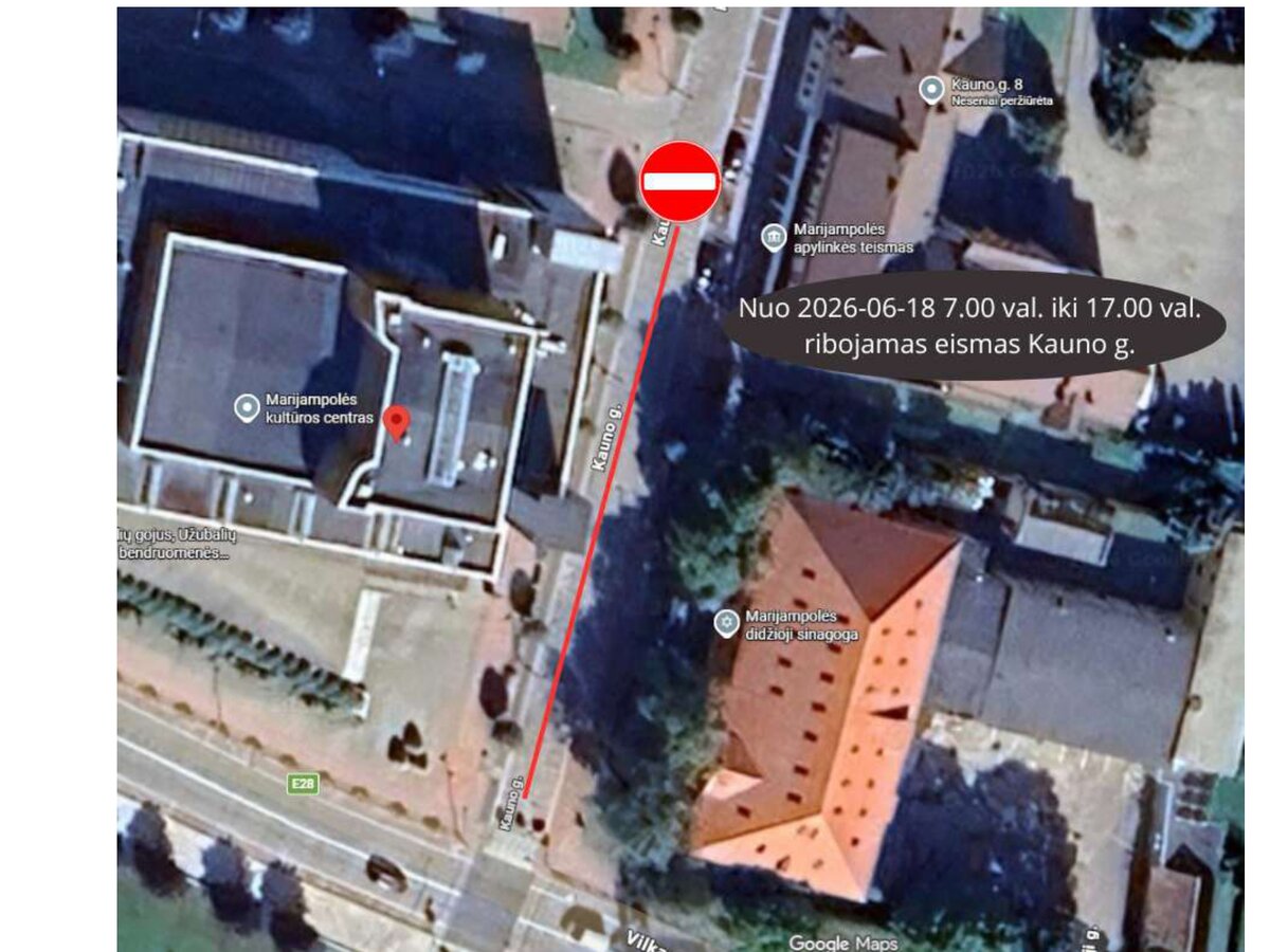 Birželio 18 d. bus ribojamas eismas Kauno gatvės atkarpoje