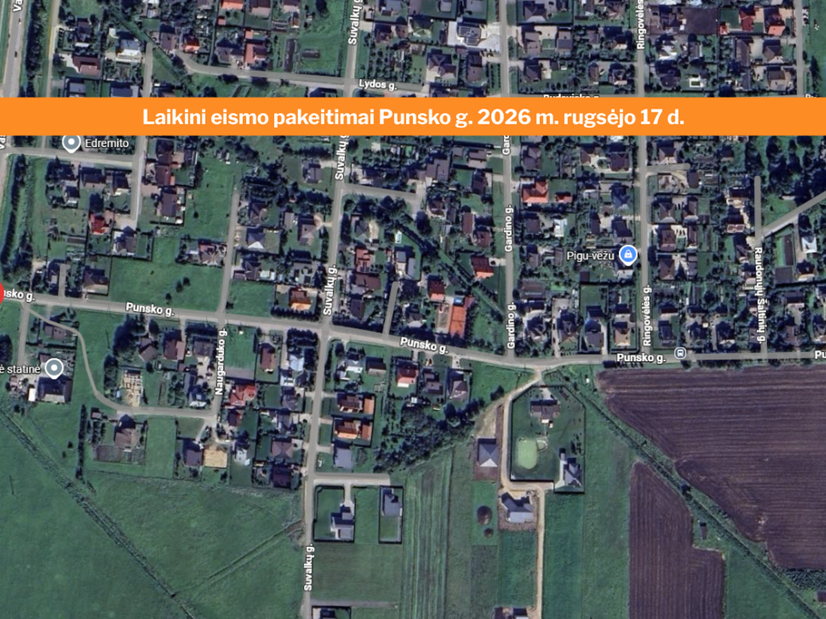Ketvirtadienį bus uždaryta Punsko gatvė – vyks asfaltavimo darbai