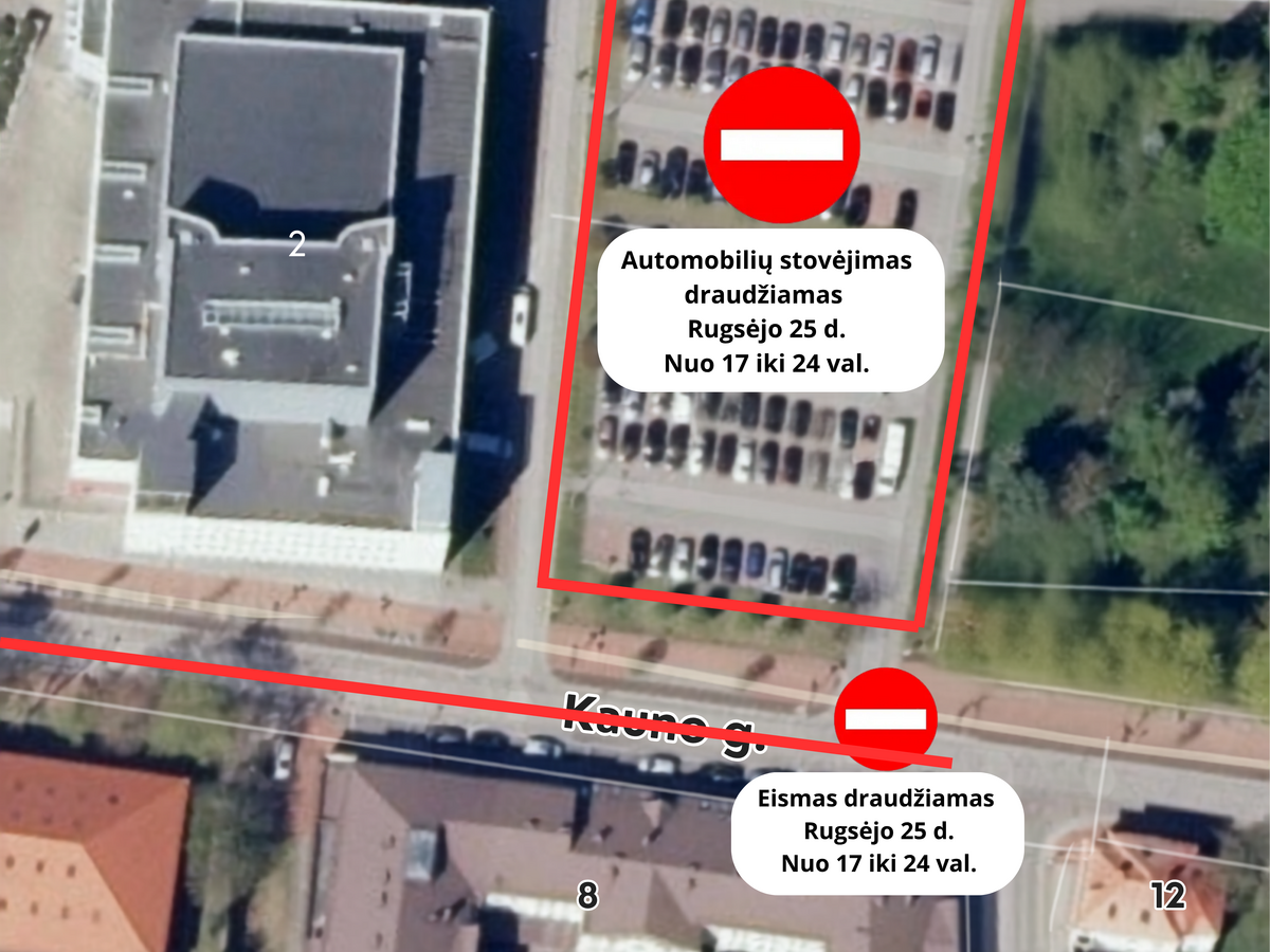 Rugsėjo 25 d. bus ribojamas eismas ir stovėjimas prie kultūros centro – vyks „Ekstremali naktis...
