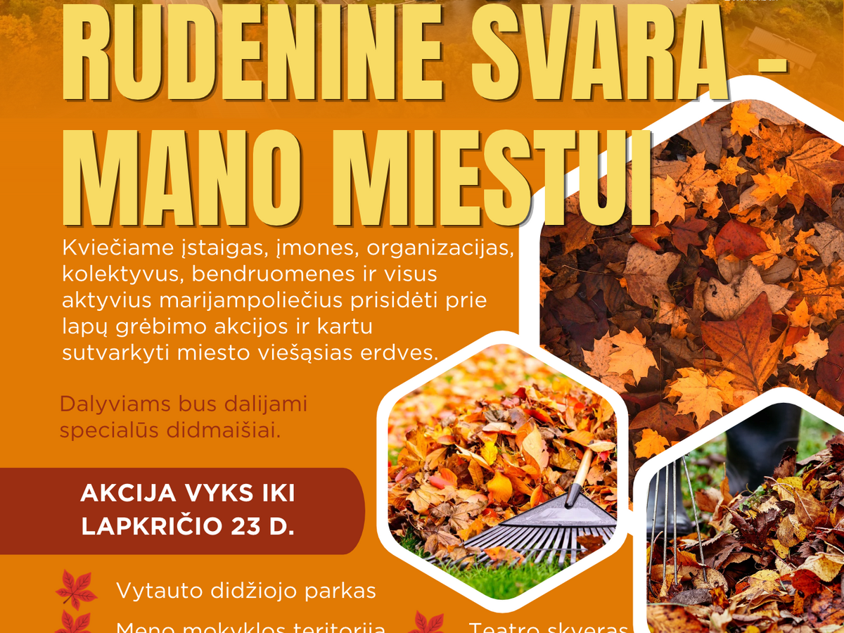 Pasiimkite grėblius, suburkite komandą ir keliaukime į miesto parkus!